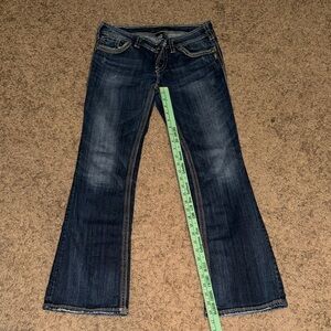 Silver Jeans Dark Blue Flare Wide Leg Jeans